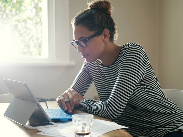 A woman doing research