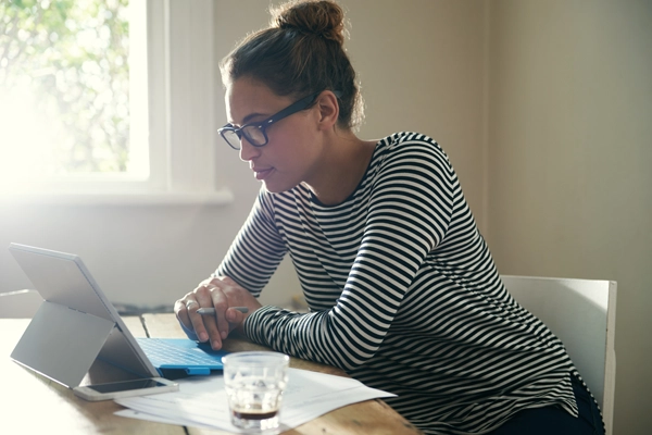 A woman doing research