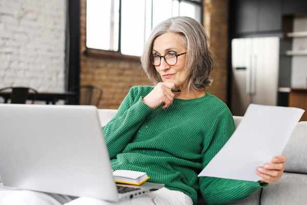 Woman doing research