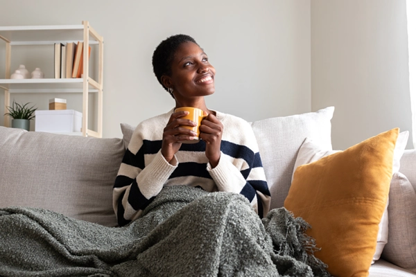 Woman relaxing with tea