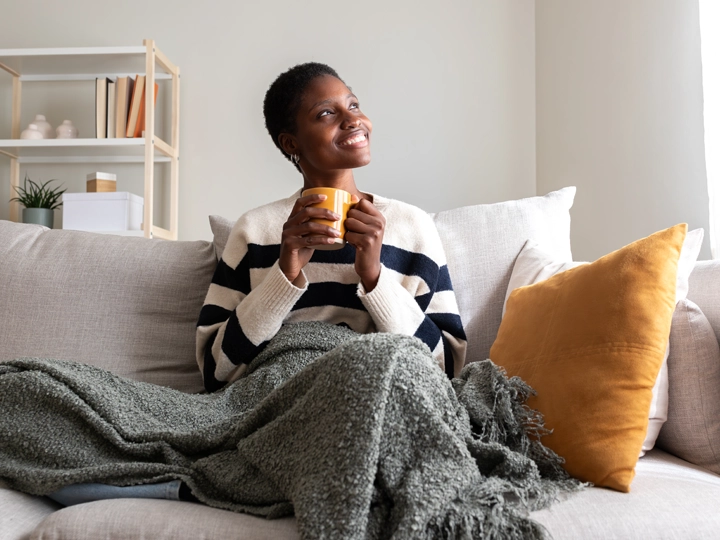 Woman relaxing with tea