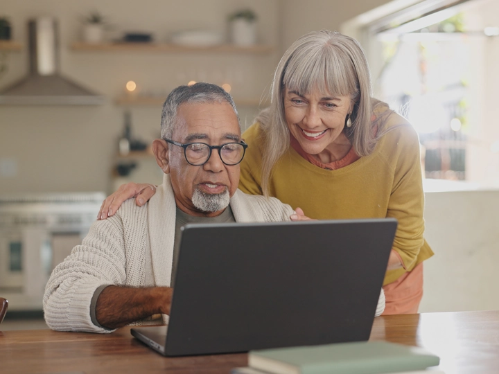Senior couple doing research