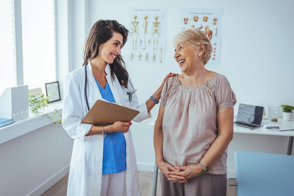 A doctor talking to a patient