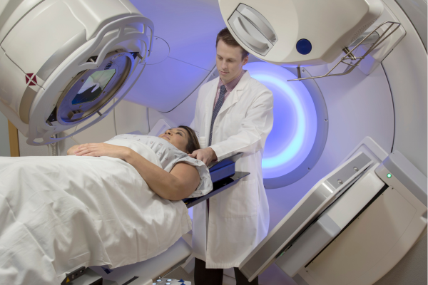 Doctor and patient with linac