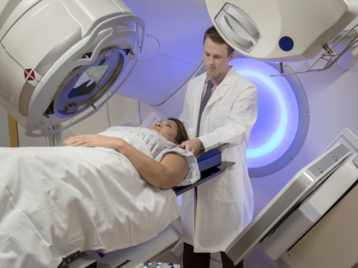 Doctor and patient with linac