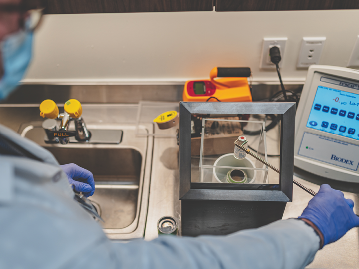 Doctor handling radioactive material