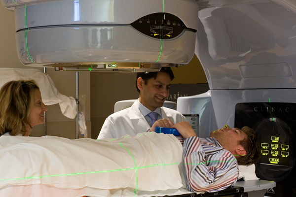Doctor and patient on a linac