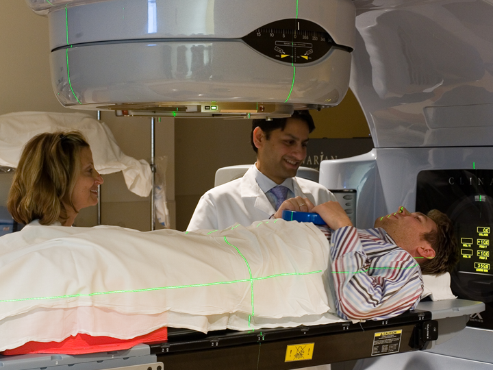 Doctor and patient on a linac