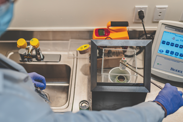 Doctor handling radioactive material