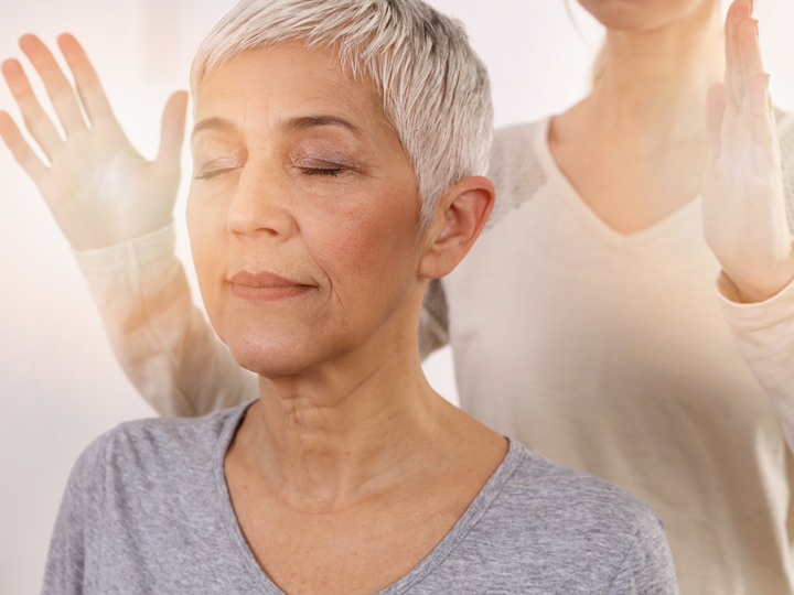 Lady meditating
